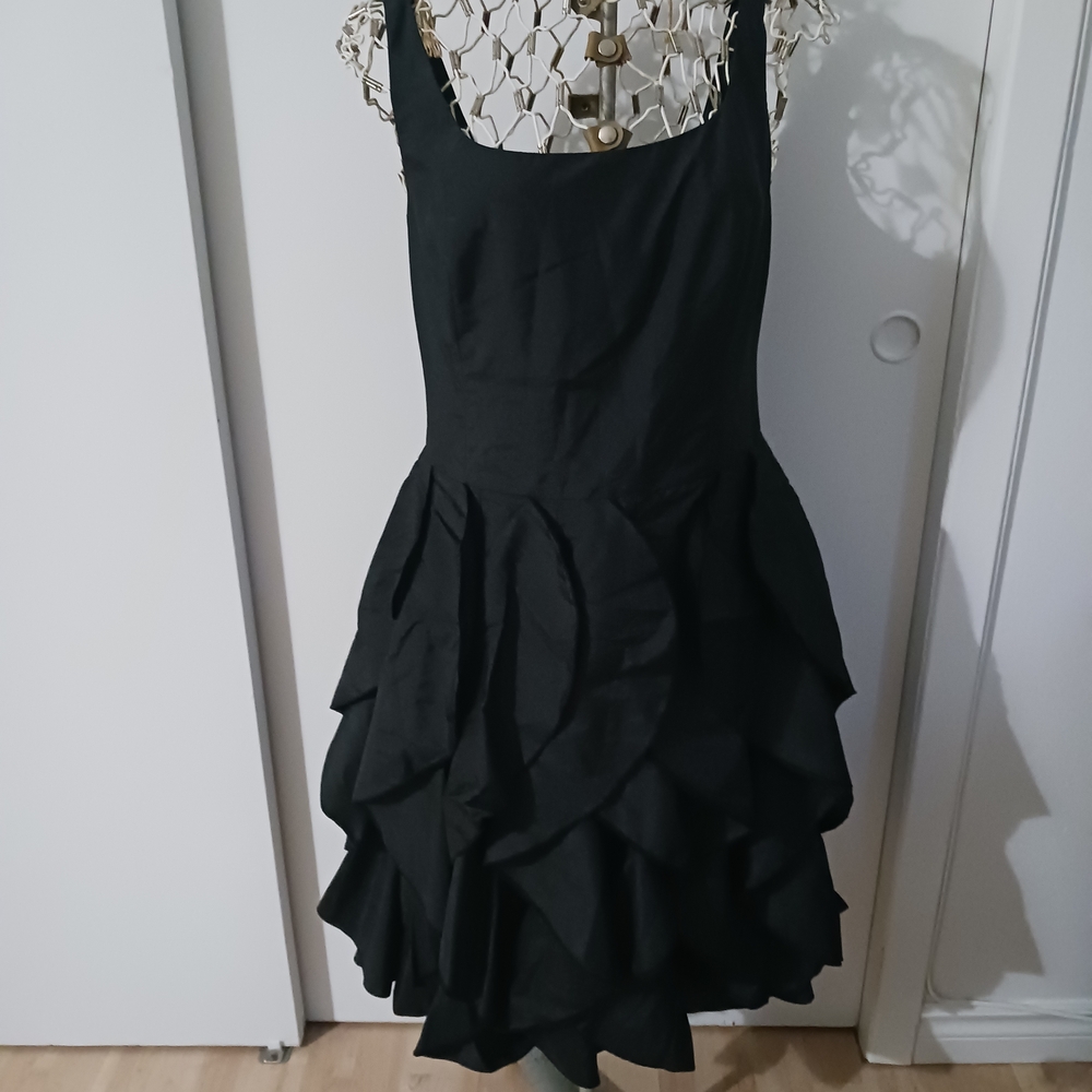 Isaac Mizrahi Black Dress with Tiered Ruffle Skirt